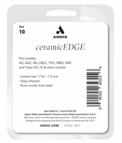 Andis Ceramic Edge Blade System # 10 -Equestrian Supplies Store 64315 ceramicedge blade size 10 package back web 18727.1690484801