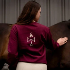 TKEQ Athletic Motif Sweatshirt -Equestrian Supplies Store athletic motif sweatshirt burgundy back ATH MOTIF tkeq 96153.1668466302