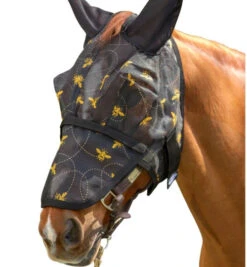Bee Mine Fly Mask Ears & Detach Nose -Equestrian Supplies Store bee fly mask ears nose closeup mackey 14577.1644095613