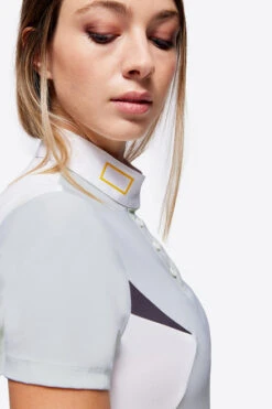 RG Button Competition Polo Short Sleeve 17 RG Button Competition Polo Short Sleeve -Equestrian Supplies Store button competition polo ss lt.grey detail POW003 JS001 8100 cavalleria toscana 56896.1670277087