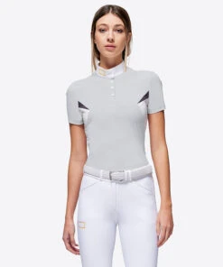 RG Button Competition Polo Short Sleeve 18 RG Button Competition Polo Short Sleeve -Equestrian Supplies Store button competition polo ss lt.grey front POW003 JS001 8100 cavalleria toscana 56078.1670277312