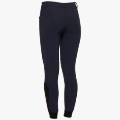 Kids Cavalleria Toscana Logo Breeches Knee Grip -Equestrian Supplies Store chd ct logo grip breeches smoky blue back PAK025 JE010 7E00 CT 49731.1659822035