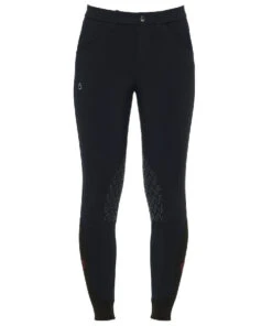 Kids Cavalleria Toscana Logo Breeches Knee Grip -Equestrian Supplies Store chd logo grip breeches navy front PAK025 JE010 7001 cavaleria toscana 17527.1640125383