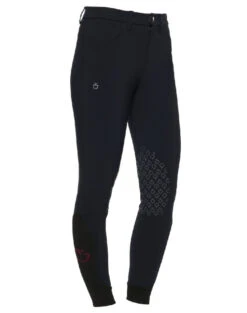 Kids Cavalleria Toscana Logo Breeches Knee Grip -Equestrian Supplies Store chd logo grip breeches navy side PAK025 JE010 7001 cavaleria toscana 47986.1640125387