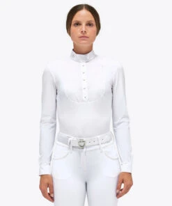 Cavalleria Toscana Poplin Pleats Competition Shirt -Equestrian Supplies Store competition poplin pleats ls white front CAD230 JE022 0001 cavalleria toscana 30908.1684976068
