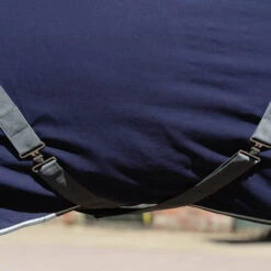 WeatherBeeta Cotton Show Sheet With Surcingles II -Equestrian Supplies Store cotton show sheet dark blue grey white belly straps 1007764005 weatherbeeta 11352.1676323831