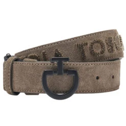 Cavalleria Toscana Logo Chamois Belt -Equestrian Supplies Store ct logo suede belt cacao CIN099 PE024 4300 CT 46374.1670721406