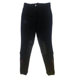 Girls Cavalleria Toscana Orbit Logo Breeches -Equestrian Supplies Store ct orbit breech kp black front PAA016 JE010 9999 CT 02241.1668822662
