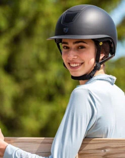 Tipperary Devon UltraMatte Helmet With MIPS -Equestrian Supplies Store devon helmet wide mips black lifestyle tipperary 81144.1632683633