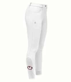 Girls Cavalleria Toscana CT Motif Print Breeches -Equestrian Supplies Store girls CT motif breech white side PAA020 JE010 0001 CT 02471.1685034709