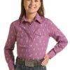 Girls Panhandle Rainbow Cactus Print Snap Shirt -Equestrian Supplies Store girls print snap ls orchid front WLGSOSR13P rock n roll denim 87499.1675818630