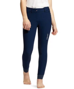 Girls Ariat Tri Factor Breeches Knee Grip -Equestrian Supplies Store girls tri factor knee grip navy front 10030996 ariat 05793.1676326911