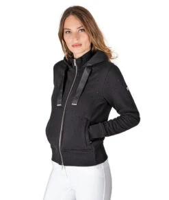 Equiline GlareG Rhinestone Hoodie -Equestrian Supplies Store glareg rhinestone hoodie black front R09781 006 equiline 55832.1667609059