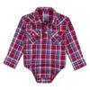 Baby Wrangler Plaid Snap Shirt Onesie -Equestrian Supplies Store infant plaid onesie red front 112317700 wrangler 64430.1656100988