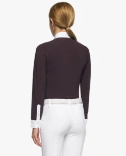 Girls Cavalleria Toscana Pleated Competition Shirt -Equestrian Supplies Store kid pleated compet ls dkpurp back CAA032 JE022 0001 cavalleria toscana 87552.1670705217