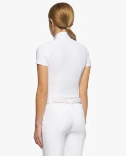 Girls Cavalleria Toscana Pleated Competition Shirt Short Sleeve -Equestrian Supplies Store kid pleated compet ss white back CAA033 JE022 0001 cavalleria toscana 43975.1670881156