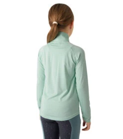 Girls Horze Lola Half Zip Tech Shirt -Equestrian Supplies Store kids lola dustaqua back 33757 DAGR horze 90270.1678730289