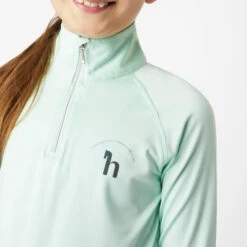 Girls Horze Lola Half Zip Tech Shirt -Equestrian Supplies Store kids lola dustaqua detail 33757 DAGR horze 09378.1678730301
