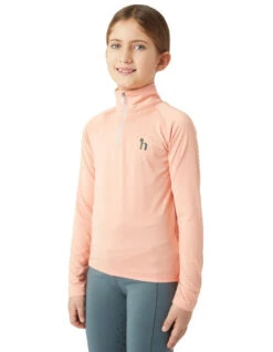 Girls Horze Lola Half Zip Tech Shirt -Equestrian Supplies Store kids lola shrmp.pk side 33757 SPPI horze 95186.1678730278