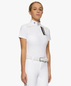 Kids Cavalleria Toscana Team Daytona Polo Short Sleeve -Equestrian Supplies Store kids team daytona polo ss white side POA080 JE152 0001 CT 38815.1661020668