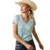 Ariat Laguna V-Neck Top Short Sleeve -Equestrian Supplies Store laguna v neck ss zia front 10043528 ariat 70599.1673579312