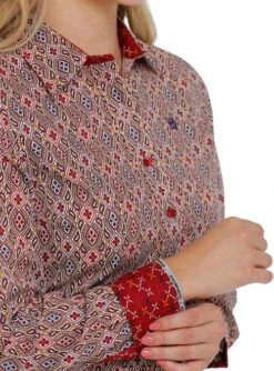 Cinch Performance Shirt No Pockets -Equestrian Supplies Store lds cinch orint shirt ls multi detail MSW9165025 miller 36379.1682987867