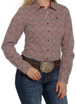 Cinch Performance Shirt No Pockets -Equestrian Supplies Store lds cinch orint shirt ls multi side MSW9165025 miller 91986.1682987803