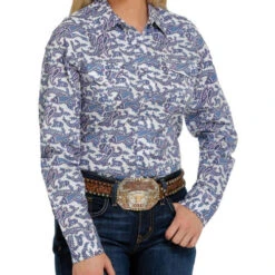 Cinch Ladies Print Snap Shirt -Equestrian Supplies Store lds cinch paisley ls multi MSW9201032 miller 68857.1669079121