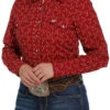 Cinch Ladies Print Snap Shirt -Equestrian Supplies Store lds cinch print shirt ls red front MSW9201036 cinch 16579.1677544004
