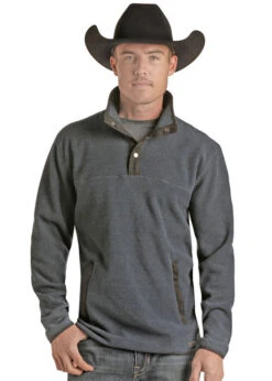 Men's Powder River Diamond Fleece Pullover -Equestrian Supplies Store mens diamond fleece pullover blue front PRMO91RZXO powder river 91538.1669058167
