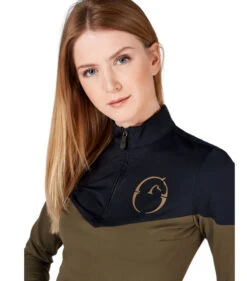 Vestrum Modane Training Top -Equestrian Supplies Store modane training top blk brn front closeup 22W6564 65056 00068 olive black vestrum 23876.1666402781