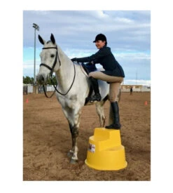 Mount Ease Mounting Block -Equestrian Supplies Store mounting block yellow in use mount ease 06728.1641677136