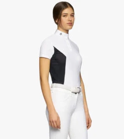 Cavalleria Toscana Perforated Sides Competition Polo -Equestrian Supplies Store polo perforated insert ss white navy side POD295 JE022 0179 CT 22545.1690499459