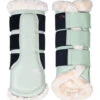 HKM Comfort Premium Fur Protection Boots -Equestrian Supplies Store protection boots light green front back 13024 5897 HKM 50714.1682373254