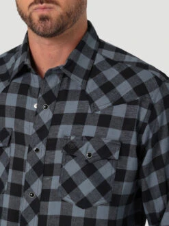 Men's Wrangler Black Buffalo Plaid Shirt -Equestrian Supplies Store retro buffalo plaid black detail 112330472 wrangler 45917.1689457985