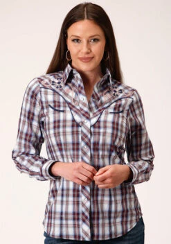 Roper Plaid Embroidered Yoke Shirt 7 Roper Plaid Embroidered Yoke Shirt -Equestrian Supplies Store roper plaid embroid yoke ls wine front 0105000242005 karman 23154.1678151867
