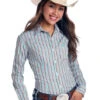 Panhandle RS Aqua Brown Stripe Shirt -Equestrian Supplies Store rough stock stripe shirt brown R4B4046 panhandle 77711.1591653725