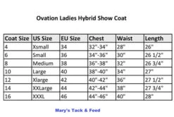 Ovation Hybrid Show Coat 7 Ovation Hybrid Show Coat -Equestrian Supplies Store size chart hybrid show coat 471156 ovation 79403.1622761550