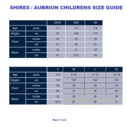 Kids Aubrion Equestrian Show Shirt Long Sleeve -Equestrian Supplies Store size chart kids aubrion 18098.1683921027