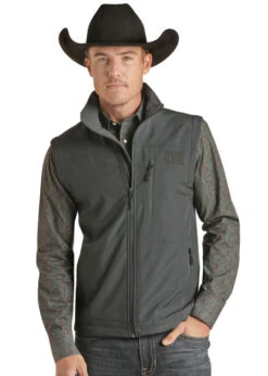 Men's Powder River Performance Softshell Vest -Equestrian Supplies Store softshell vest black front PRMO98RZYC PRO 43262.1668617548