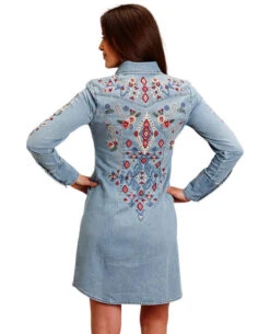 Stetson Southwest Embroidered Denim Dress -Equestrian Supplies Store southwest embroidered dress denim back w 1105705942010 stetson 20993.1678326343