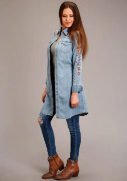 Stetson Southwest Embroidered Denim Dress -Equestrian Supplies Store southwest embroidered dress denim side 1105705942010 stetson 19814.1678230647