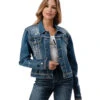 Grace In LA Star Denim Jacket -Equestrian Supplies Store star denim jacket front w grace la 87588.1690416548