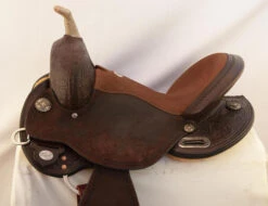 Circle Y KK Swift Barrel Saddle 1522 11 Circle Y KK Swift Barrel Saddle 1522 -Equestrian Supplies Store swift barrel saddle left closeup 1522 circle y 95323.1572395985