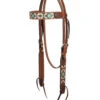 Turquoise Cross Aztec Brow Headstall -Equestrian Supplies Store tc aztec brow hs light oil 45007 01 00 weaver 32261.1668132173