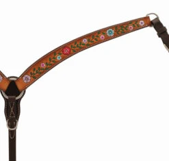 Turquoise Cross Floral Vine Contoured Breast Collar