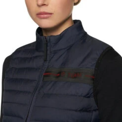 Cavalleria Toscana Team Red Stripe Quilted Vest -Equestrian Supplies Store team red stripe vest navy front trim GLD250 NY086 7901 CT 53211.1642285541