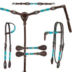 Circle Y Turquoise Round Up Breast Collar -Equestrian Supplies Store turquoise round up tack set collection 1025 circle y 80927.1686171174