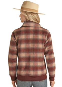 Powder River Wool Plaid Bomber Coat -Equestrian Supplies Store wool plaid bomber coat wine back PRWO92RZYV PRO 61490.1668616787