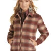 Powder River Wool Plaid Bomber Coat -Equestrian Supplies Store wool plaid bomber coat wine front PRWO92RZYV PRO 79704.1668616789